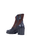 Bueno Shoes Siyah Kahverengi Deri Kadın Topuklu Bot 01wr6000