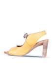 Bueno Shoes Sarı Vizon Deri Kadın Topuklu Sandalet 01wn4108