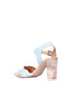 Bueno Shoes Mavi Deri Kadın Topuklu Sandalet 01wq4202