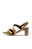 Bueno Shoes Sarı Deri Kadın Topuklu Sandalet 01wq8503