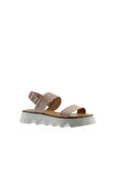 Bueno Shoes Pudra Deri Kadın Dolgu Topuklu Sandalet 01ws8001