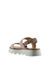 Bueno Shoes Pudra Deri Kadın Dolgu Topuklu Sandalet 01ws8001