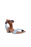 Bueno Shoes Mavi Deri Kadın Topuklu Sandalet 01wj1802