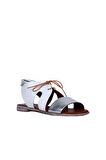 Bueno Shoes Gümüş Beyaz Deri Kadın Sandalet 01wq2000