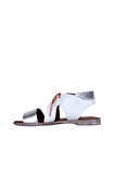 Bueno Shoes Gümüş Beyaz Deri Kadın Sandalet 01wq2000