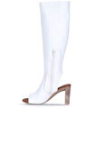 Bueno Shoes Beyaz Deri Kadın Topuklu Çizme 01wq4212