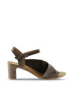 Bueno Shoes Gri Deri Kadın Topuklu Sandalet 01wn1519