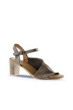 Bueno Shoes Gri Deri Kadın Topuklu Sandalet 01wn1519