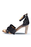 Bueno Shoes Siyah Deri Kadın Topuklu Sandalet 01wn4114