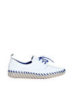 Bueno Shoes Beyaz Mavi Deri Kadın Düz Ayakkabı 01wq0200