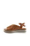 Bueno Shoes Taba Deri Kadın Dolgu Topuklu Sandalet 01ws4203