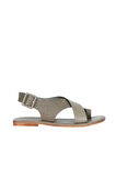 Bueno Shoes Haki Deri Kadın Parmak Arası Sandalet 01ws6903