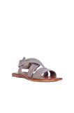Bueno Shoes Gri Deri Kadın Düz Sandalet 01ws6911