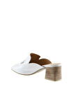 Bueno Shoes Beyaz Deri Kadın Topuklu Terlik 01wn1307