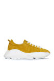 Bueno Shoes Sarı Süet Kadın Dolgu Topuklu Spor Ayakkabı 01ws12200