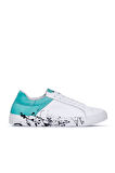 Bueno Shoes Beyaz Yeşil Deri Kadın Spor Ayakkabı 01ws3211
