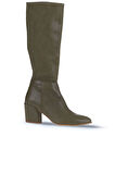 Bueno Shoes Yeşil Deri Kadın Topuklu Çizme 01wr5104