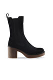 Bueno Shoes Siyah Süet Kadın Topuklu Bot 01wt2901