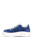 Bueno Shoes Mavi Süet Kadın Dolgu Topuklu Spor Ayakkabı 01wt3401