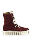 Bueno Shoes Bordo Süet Kadın Düz Bot 01wt3404