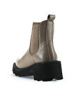 Bueno Shoes Gri Flotter Deri Kadın Topuklu Bot 01wt1705