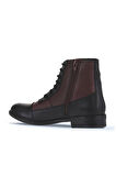 Bueno Shoes Siyah Bordo Deri Kadın Düz Bot 01wt2601