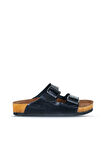 Bueno Shoes Siyah Açma Deri Kadın Düz Terlik 05wt100