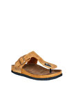Bueno Shoes Sarı Greyzi Deri Erkek Parmak Arası Terlik 05mt101