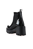 Bueno Shoes Siyah Açma Deri Kadın Topuklu Bot 01wr3906