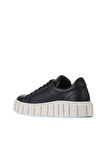 Bueno Shoes Siyah Deri Kadın Dolgu Topuklu Spor Ayakkabı 01wt3401