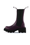 Bueno Shoes Mor Flotter Deri Kadın Topuklu Bot 01wt1703