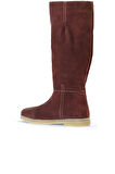 Bueno Shoes Bordo Süet Kadın Düz Çizme 01wt3314