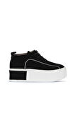 Bueno Shoes Siyah Süet Kadın Dolgu Topuklu Ayakkabı 01ws7001