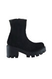 Bueno Shoes Siyah Süet Kadın Topuklu Bot 01wr3901