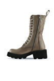 Bueno Shoes Gri Flotter Deri Kadın Topuklu Bot 01wt1702