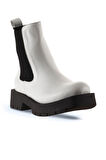 Bueno Shoes Beyaz Deri Kadın Düz Bot 01wt2506