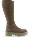 Bueno Shoes Vizon Süet Kadın Düz Çizme 01wt1803