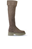 Bueno Shoes Vizon Süet Kadın Düz Çizme 01wt1804