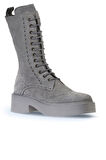 Bueno Shoes Gri Açık Süet Kadın Düz Çizme 01wt1805