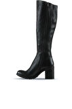 Bueno Shoes Siyah Deri Kadın Topuklu Çizme 01wt6100