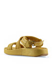 Bueno Shoes Sarı Deri Kadın Dolgu Topuklu Sandalet 01wu4619