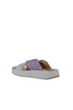Bueno Shoes Lila Beyaz Deri Kadın Dolgu Topuklu Terlik 01wu4624