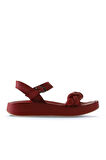 Bueno Shoes Kırmızı Deri Kadın Dolgu Topuklu Sandalet 01wu4641