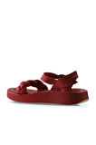 Bueno Shoes Kırmızı Deri Kadın Dolgu Topuklu Sandalet 01wu4641