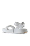 Bueno Shoes Beyaz Deri Kadın Dolgu Topuklu Sandalet 01wu4641