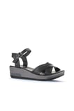 Bueno Shoes Siyah Deri Kadın Dolgu Topuklu Sandalet 01wl3303