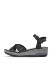Bueno Shoes Siyah Deri Kadın Dolgu Topuklu Sandalet 01wl3303