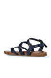 Bueno Shoes Lacivert Koyu Deri Kadın Parmak Arası Sandalet 01wu4201