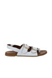 Bueno Shoes Beyaz Deri Kadın Parmak Arası Sandalet 01wu4223