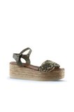 Bueno Shoes Haki Deri Kadın Dolgu Topuklu Sandalet 01wu6109